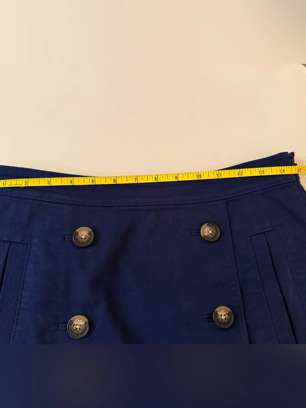 Tory Burch Navy Blue Button Skirt sz 6